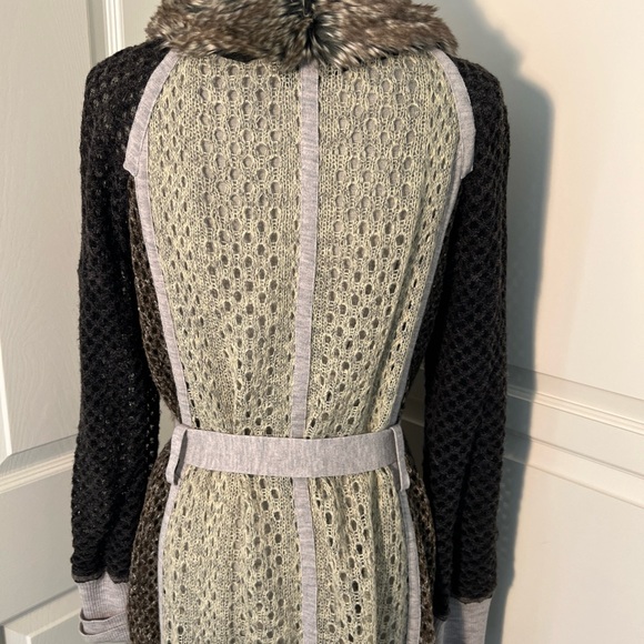 Byron Lars Beauty Mark Patchwork Sweater With Removable Faux Fur Collar - Picture 11 of 14